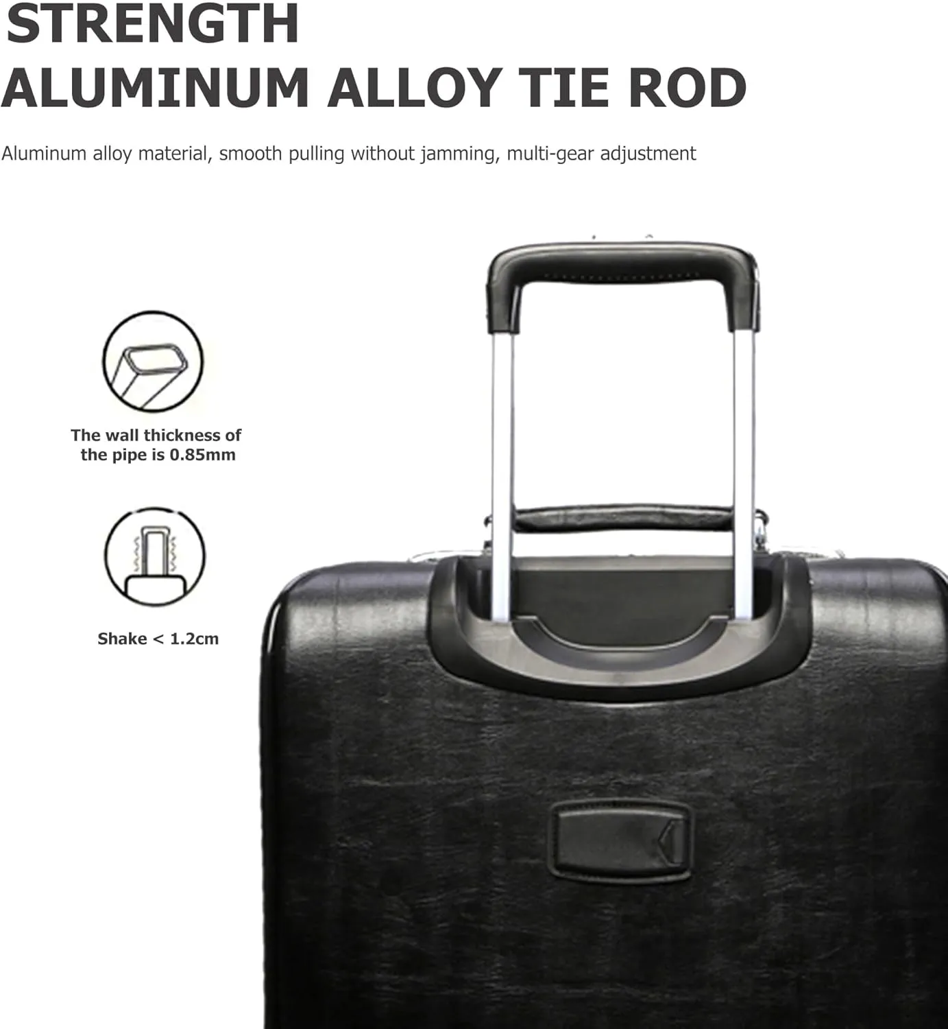 feilario Business Spinner Wheels Luggage PVC Leather Waterproof Carry-On Suitcase Aluminum Alloy Handle Soft Shell Luggage with TSA Lock (Black, 20in)