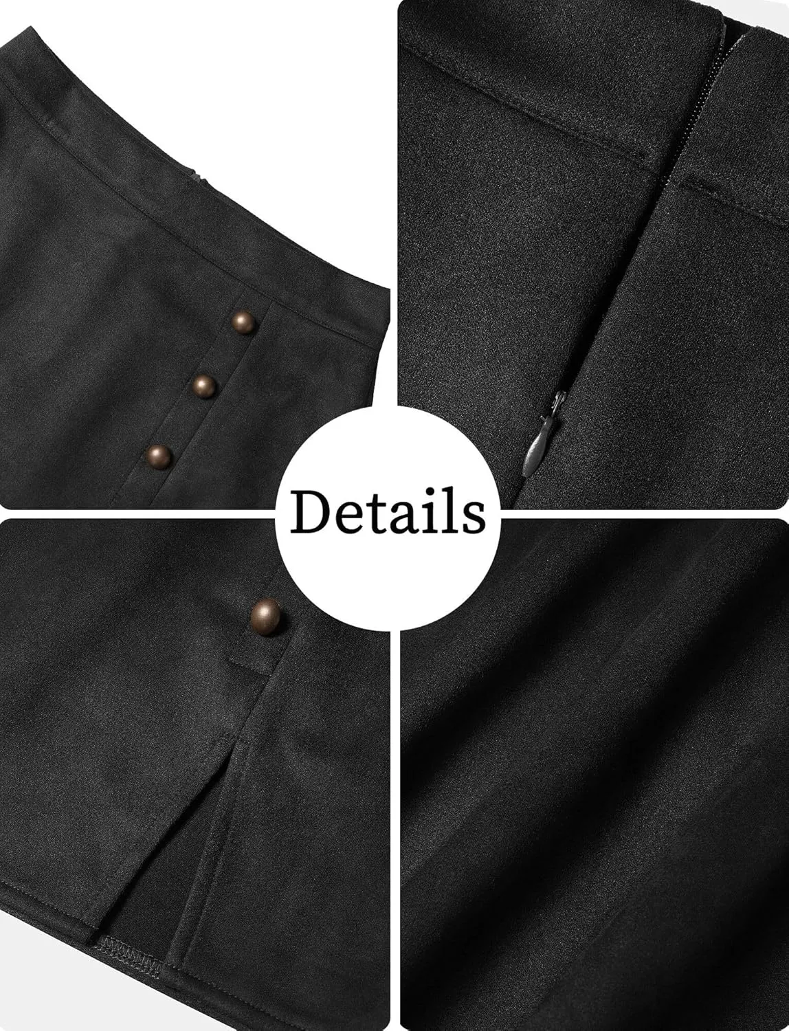 FEOYA Women's Faux Suede Split High Waist Mini Skirt Leather Skirt for Winter Fall Spring