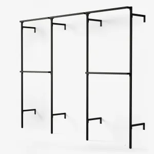 Frame walk-In 3 row wardrobe system - (2 rails / 1 rail / 2 rails)