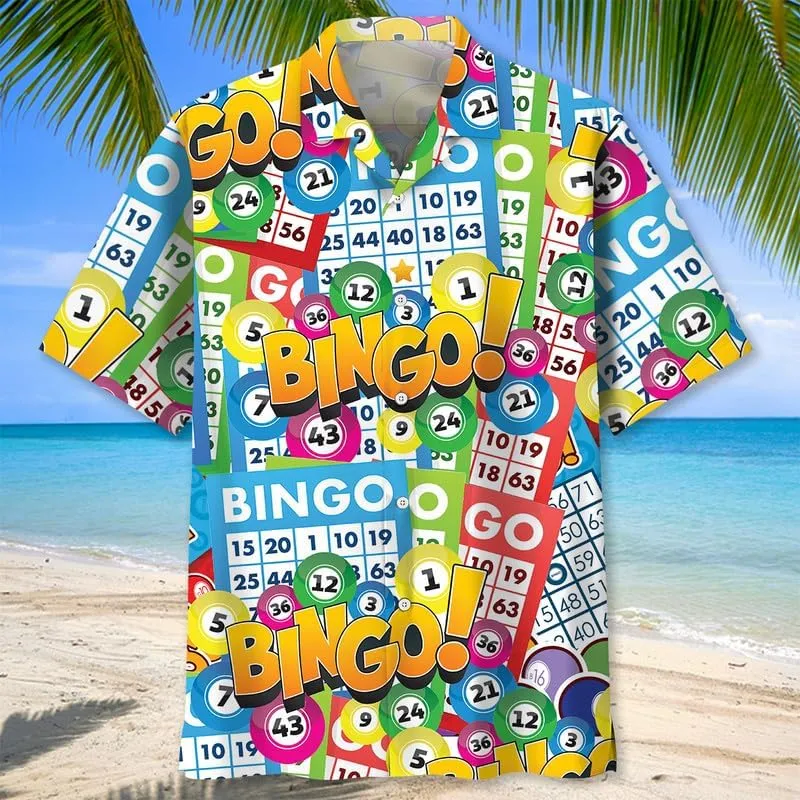 Funny Bingo Shirt Hawaiian Style, Bingo Game Team Shirt, Bingo Lovers Gifts, Bingo Shirt Button Down Size S-5XL
