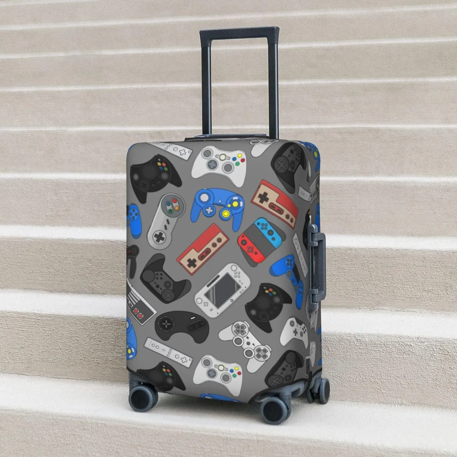 Game Console Controllers Luggage Suitcase Covers Elastic Washable Gamepad Luggage Protector Travel Suitcase Protective Cover For Kid And Adult, M (Fit 22-24 Inch Luggage)