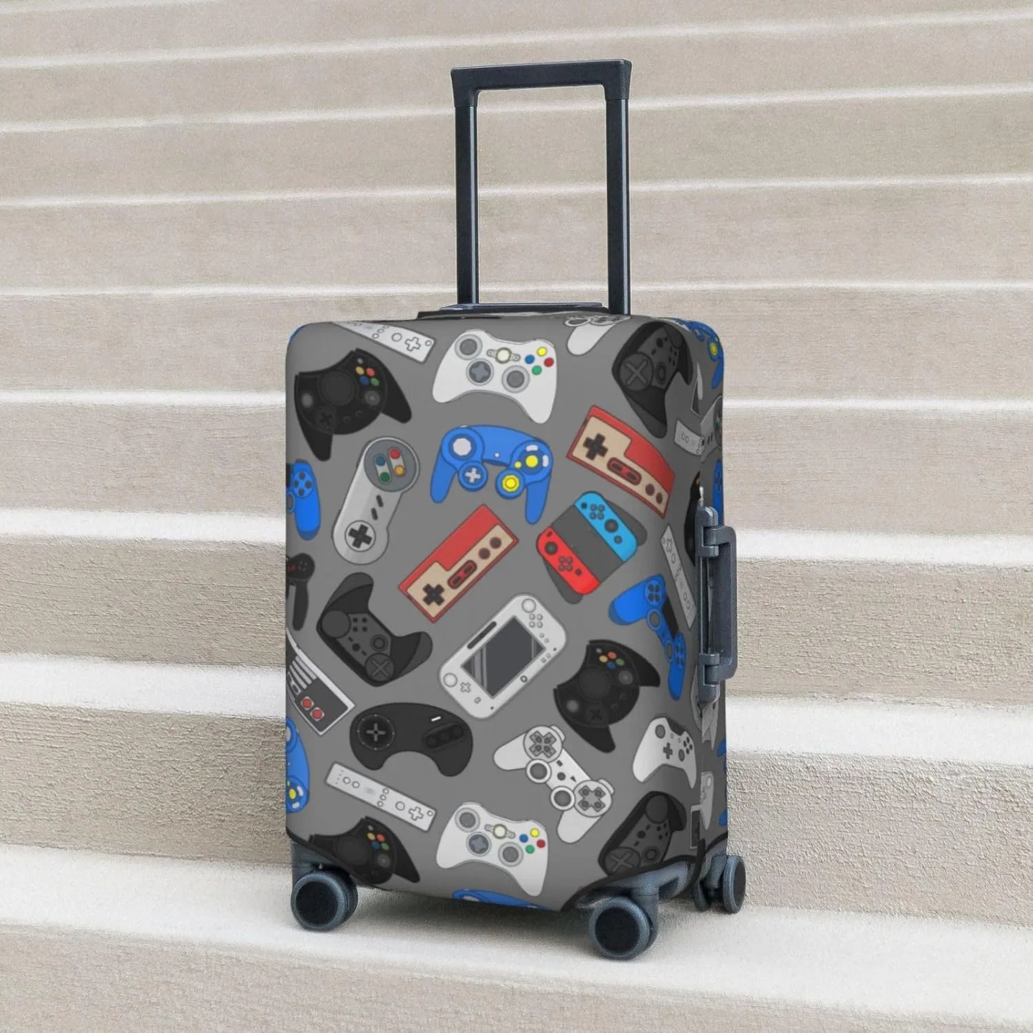Game Console Controllers Luggage Suitcase Covers Elastic Washable Gamepad Luggage Protector Travel Suitcase Protective Cover For Kid And Adult, M (Fit 22-24 Inch Luggage)
