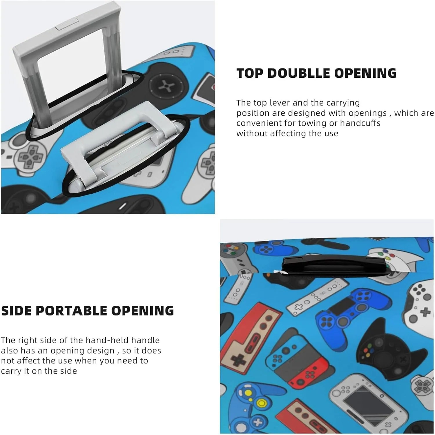 Game Joystick Background Luggage Suitcase Covers Elastic Washable Video Game Theme Luggage Protector Travel Suitcase Protective Cover For Kid And Adult, M (Fit 22-24 Inch Luggage)