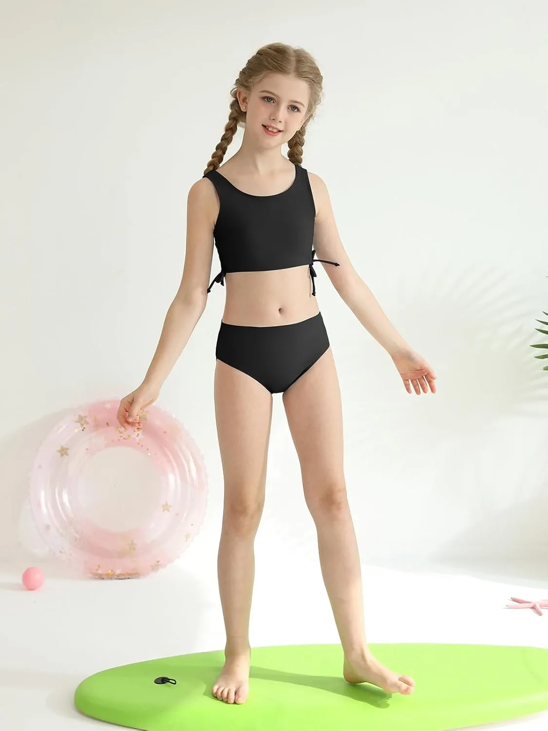 Girl's 3 Piece Bikini Bathing Suit Printed Sport Swimsuits with Shorts Cove Up Sets Teen Girl's Swimwear