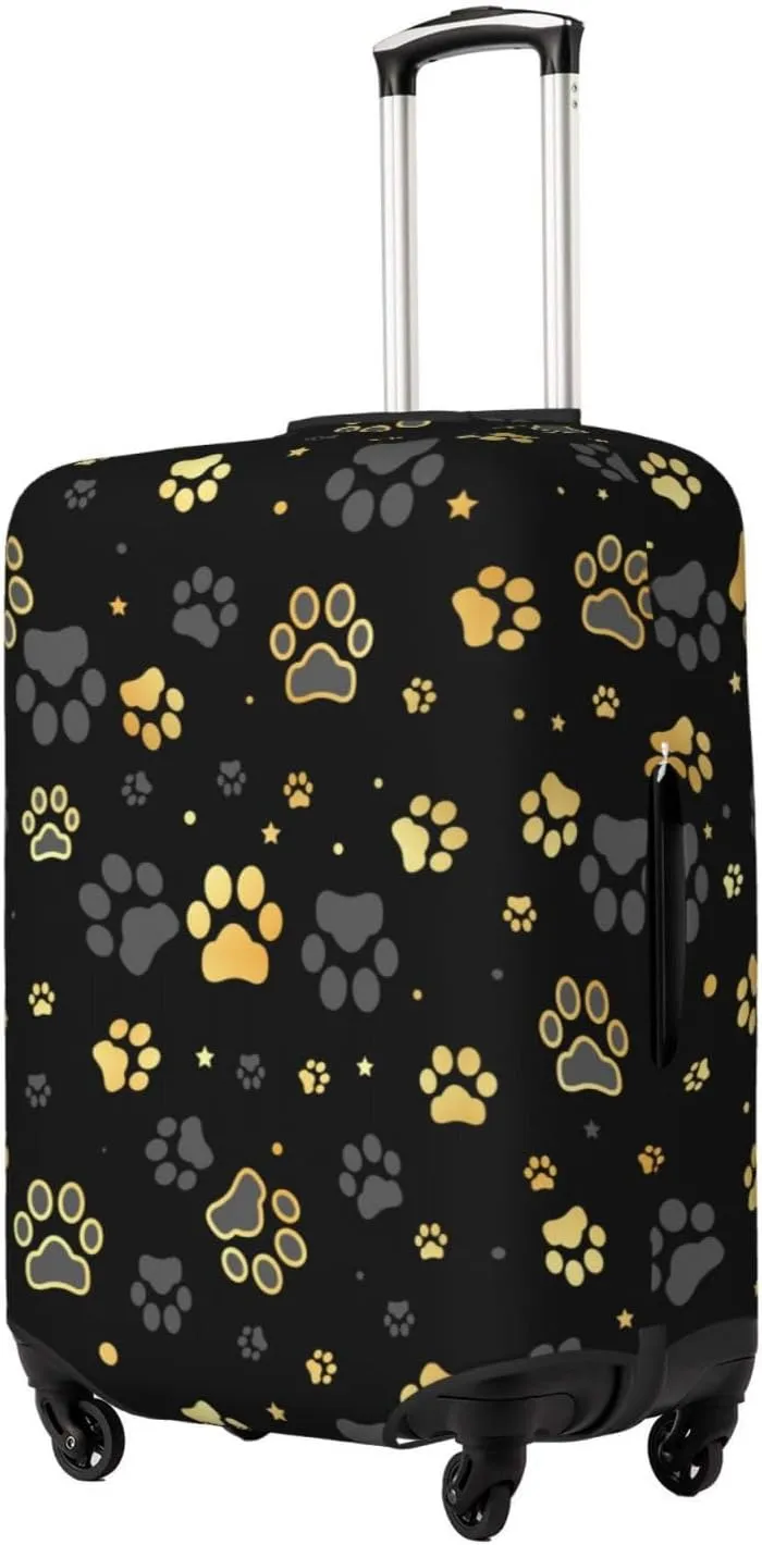 Golden Dog Paws Luggage Suitcase Covers Elastic Washable Cute Animal Footprints Luggage Protector Travel Suitcase Protective Cover For Kid And Adult, M (Fit 22-24 Inch Luggage)