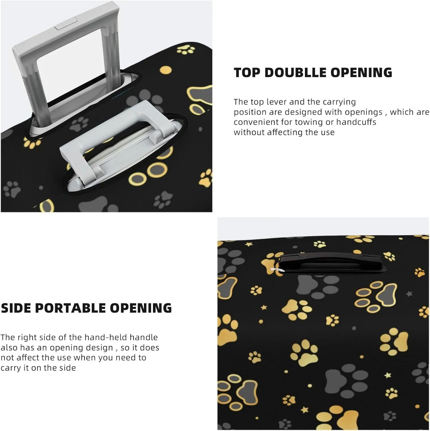 Golden Dog Paws Luggage Suitcase Covers Elastic Washable Cute Animal Footprints Luggage Protector Travel Suitcase Protective Cover For Kid And Adult, M (Fit 22-24 Inch Luggage)