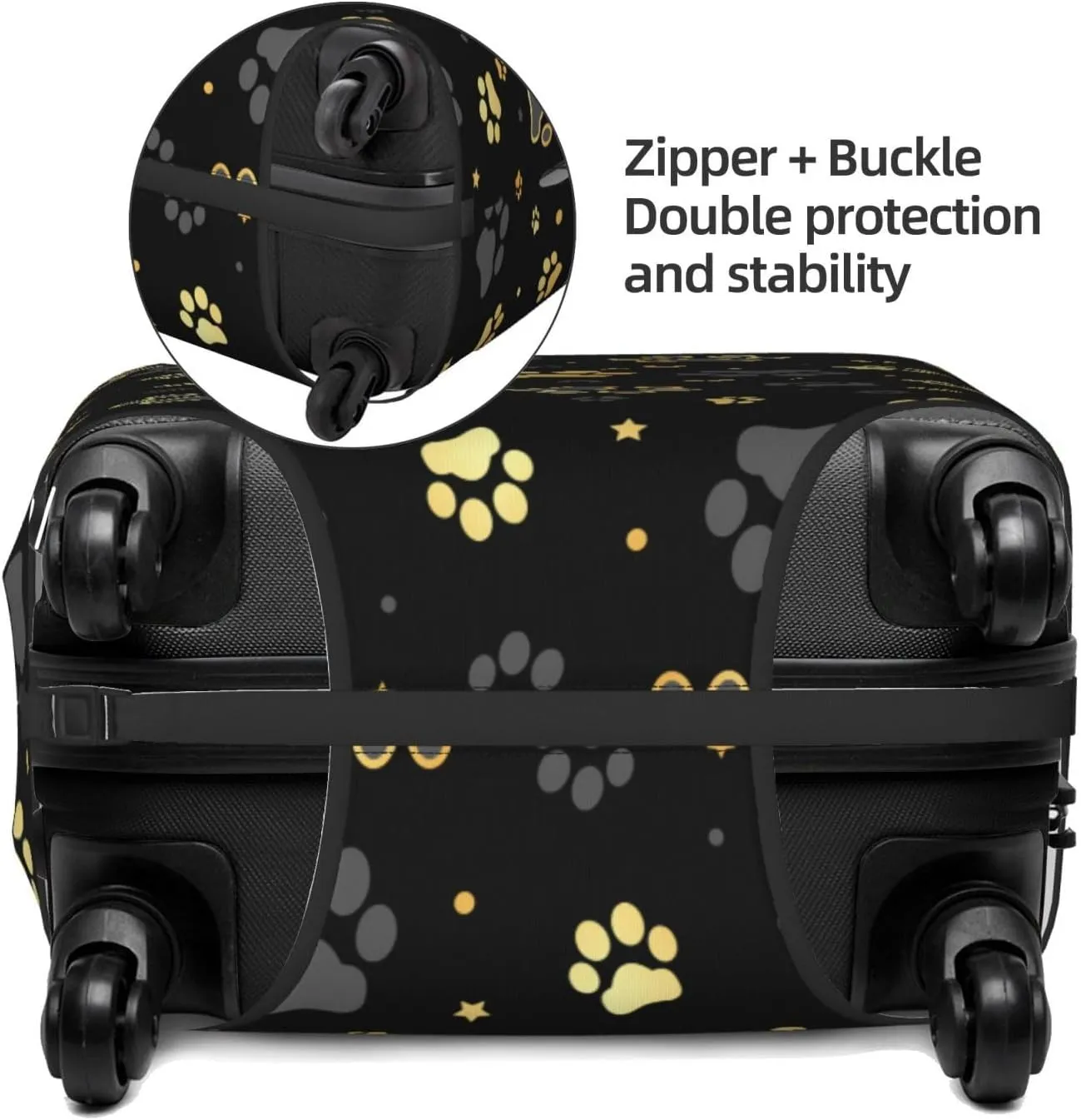 Golden Dog Paws Luggage Suitcase Covers Elastic Washable Cute Animal Footprints Luggage Protector Travel Suitcase Protective Cover For Kid And Adult, M (Fit 22-24 Inch Luggage)