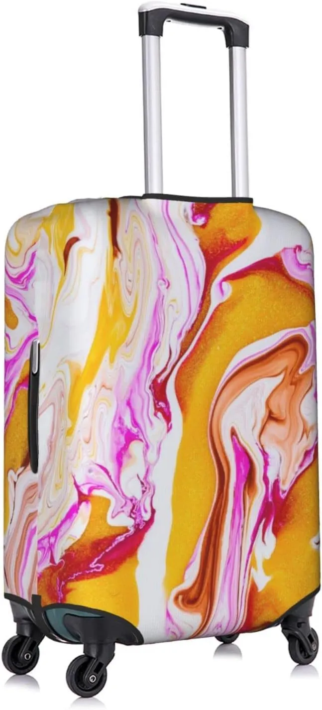 Golden White Purple Marbled Travel Luggage Cover Fits 18-32 Inch Luggage, Elastic Suitcase Cover Protector with Concealed Zipper for Wheeled Suitcase Travel Accessories