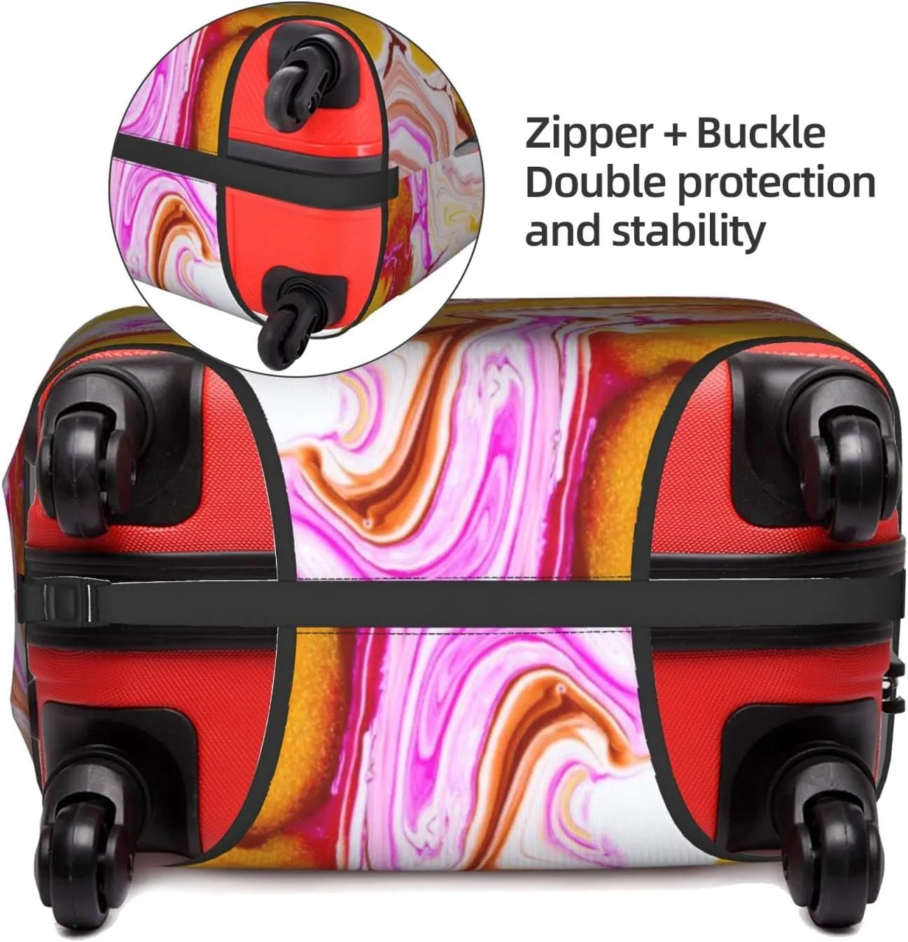 Golden White Purple Marbled Travel Luggage Cover Fits 18-32 Inch Luggage, Elastic Suitcase Cover Protector with Concealed Zipper for Wheeled Suitcase Travel Accessories