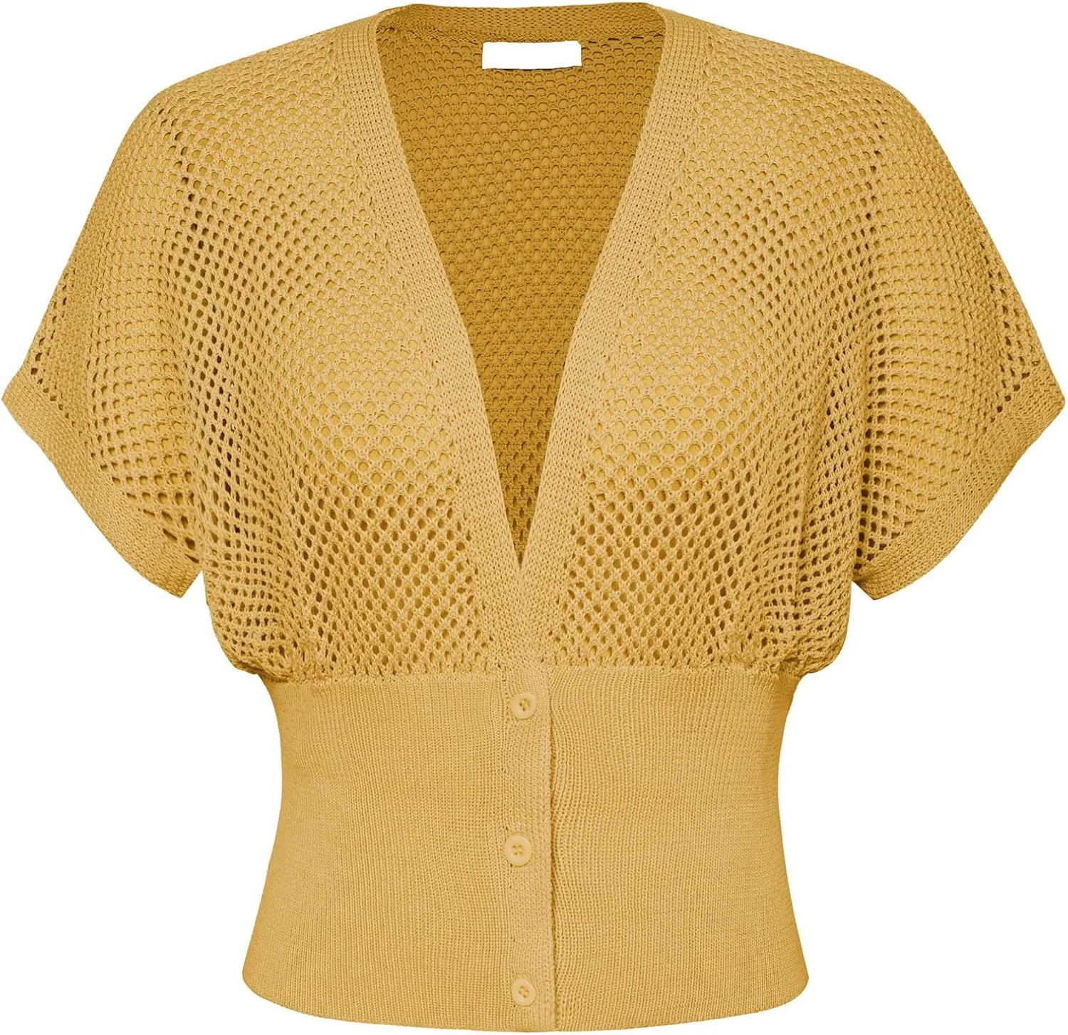 GRACE KARIN 2025 Women Short Sleeve Crochet Cardigan Summer Draped V-Neck Bolero Shrug Sweater Hollow Out Beach Cover Up