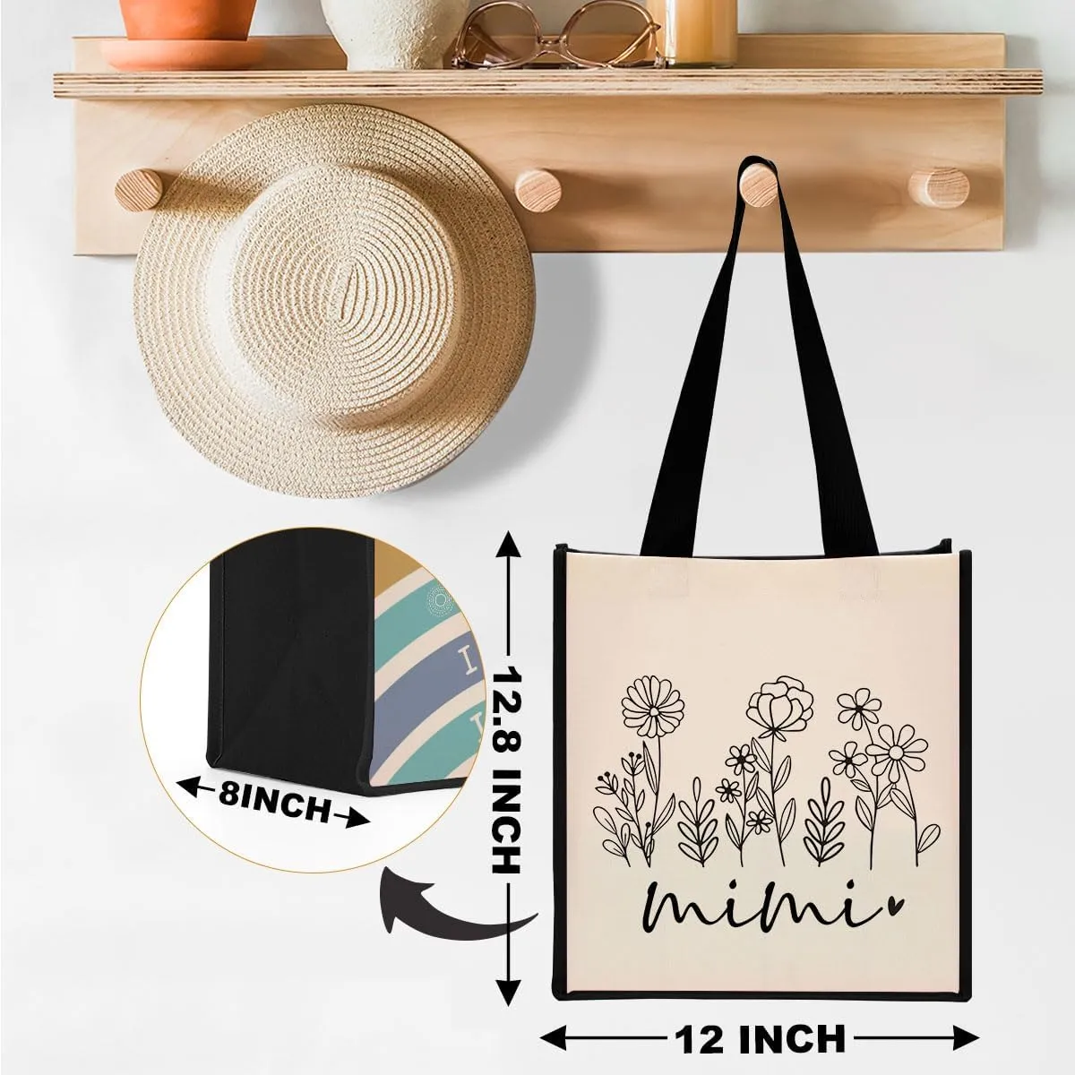 Grandma Mimi Gigi Grammy Nana Memaw Nanny Mama Mum Mom Auntie Gifts Reusable Canvas Tote Bag for Women
