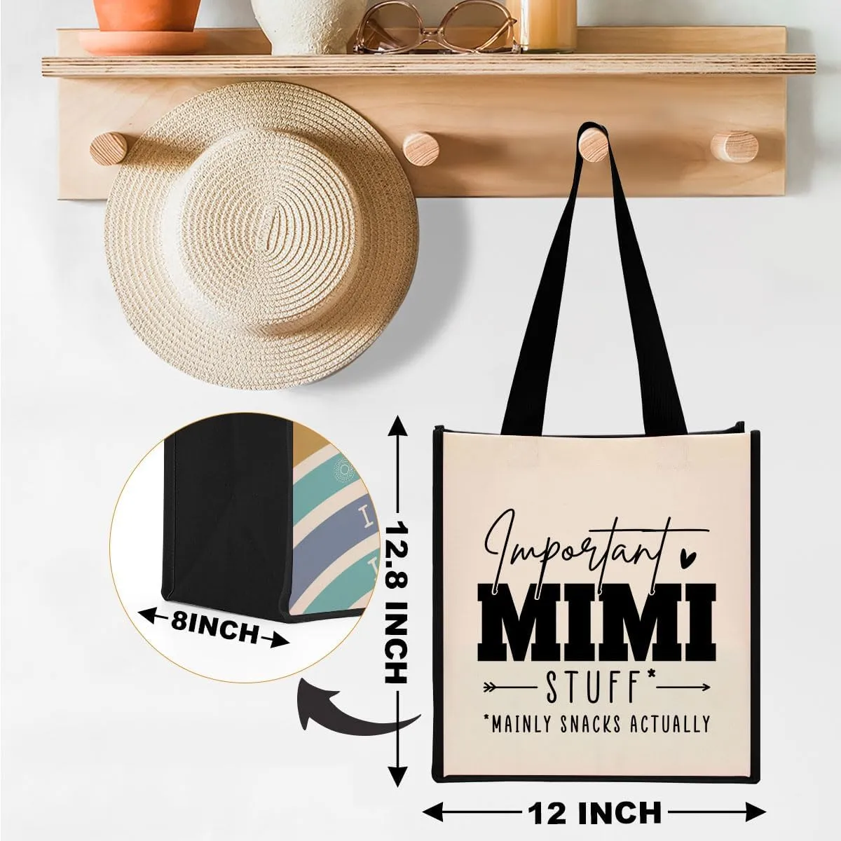 Grandma Mimi Gigi Granny Nana Memaw Nanny Mama Mum Mom Auntie Gifts Reusable Canvas Tote Bag for Women