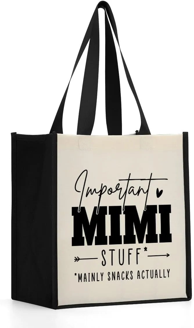Grandma Mimi Gigi Granny Nana Memaw Nanny Mama Mum Mom Auntie Gifts Reusable Canvas Tote Bag for Women