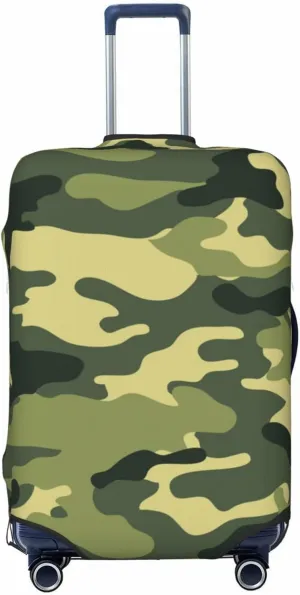 Green Camouflage Luggage Suitcase Covers Elastic Washable Military Camo Luggage Protector Travel Suitcase Protective Cover For Kid And Adult, M (Fit 22-24 Inch Luggage)