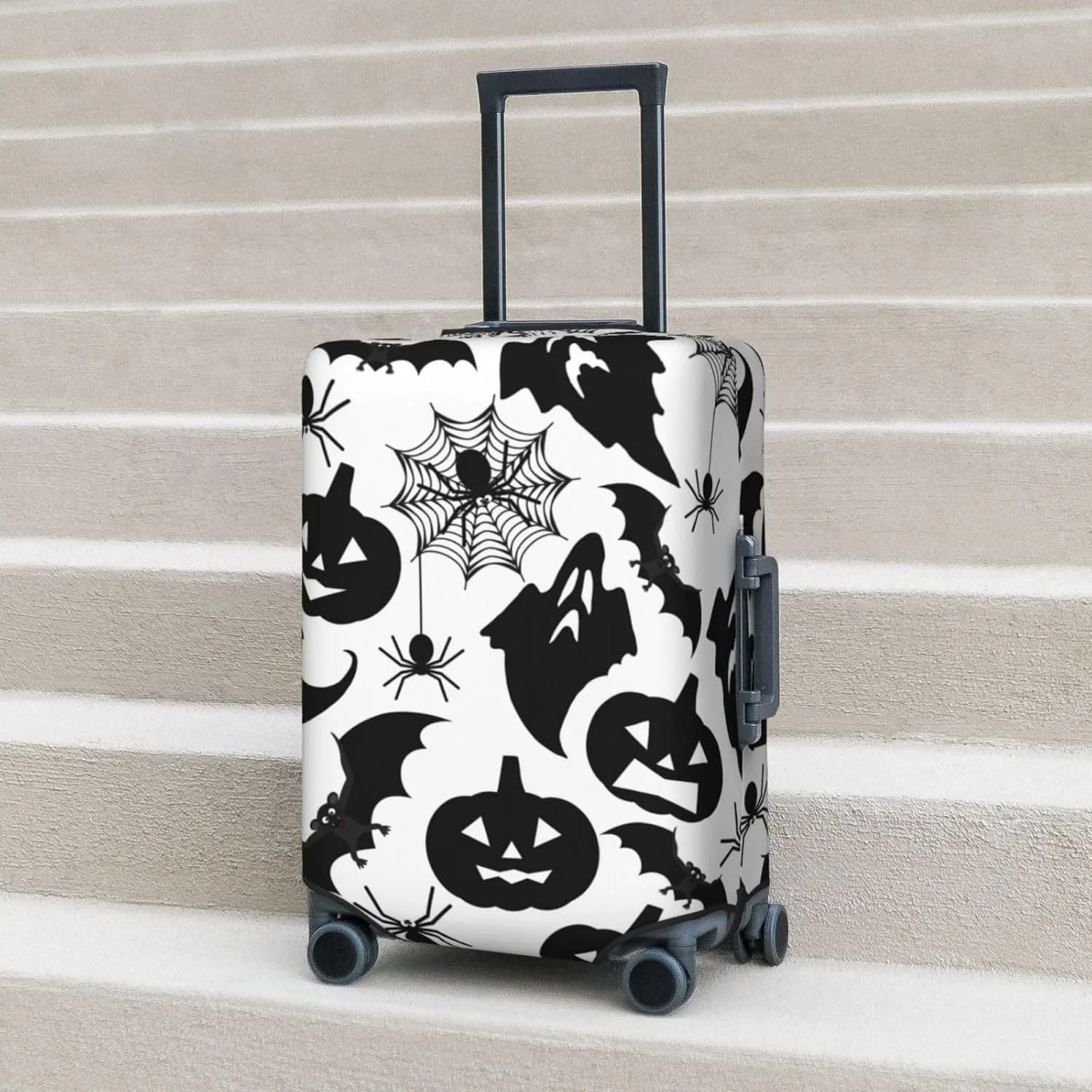 Halloween Pumpkin Spider Web Elastic Suitcase Cover Scratch Resistant Luggage Case Travel Luggage Protector for Men Women L 25-28 inch