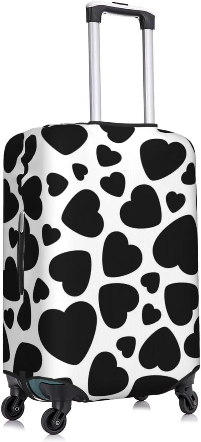 Heart Cow Print Elastic Suitcase Cover Scratch Resistant Luggage Case Travel Luggage Protector for Men Women L 25-28 inch