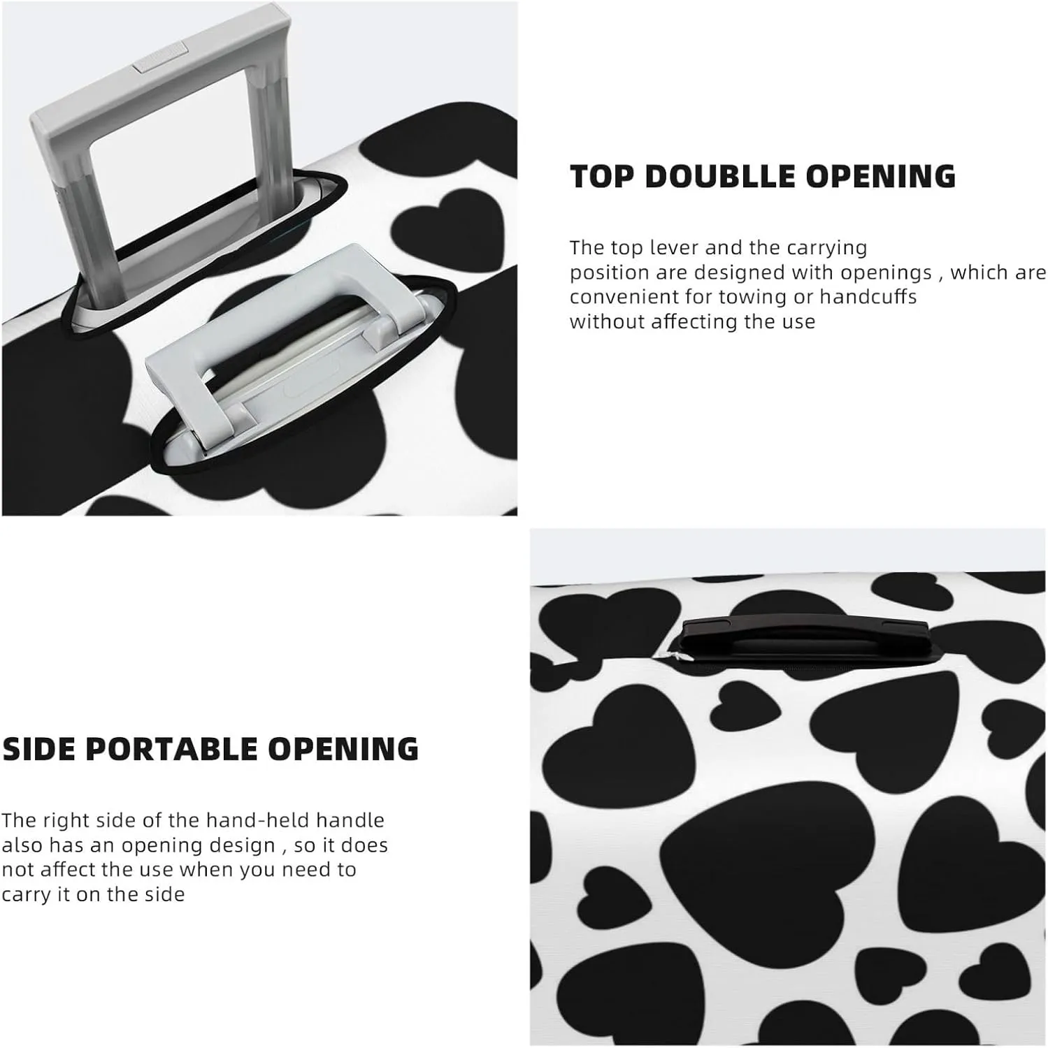 Heart Cow Print Elastic Suitcase Cover Scratch Resistant Luggage Case Travel Luggage Protector for Men Women L 25-28 inch