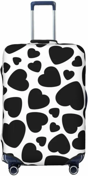 Heart Cow Print Elastic Suitcase Cover Scratch Resistant Luggage Case Travel Luggage Protector for Men Women L 25-28 inch