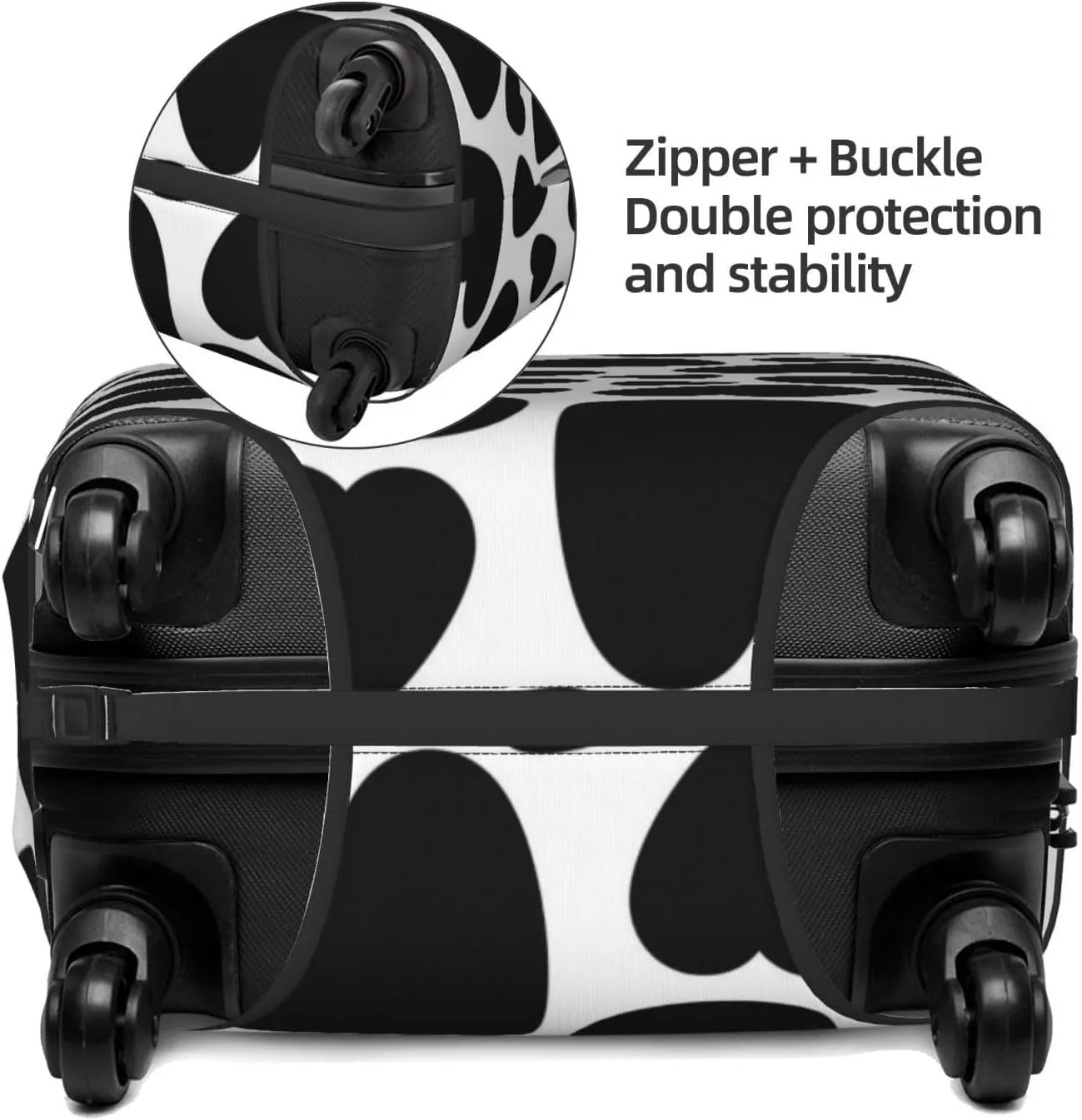 Heart Cow Print Elastic Suitcase Cover Scratch Resistant Luggage Case Travel Luggage Protector for Men Women L 25-28 inch