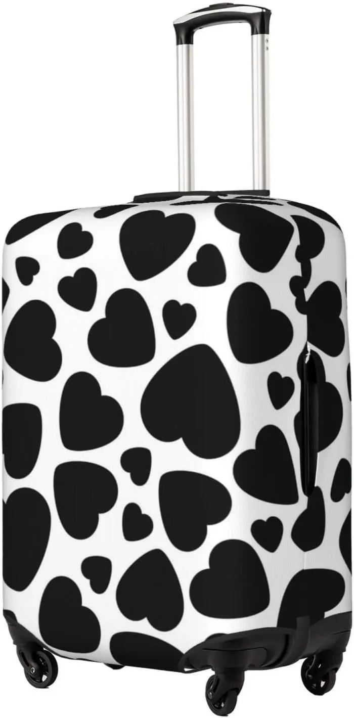 Heart Cow Print Elastic Suitcase Cover Scratch Resistant Luggage Case Travel Luggage Protector for Men Women L 25-28 inch
