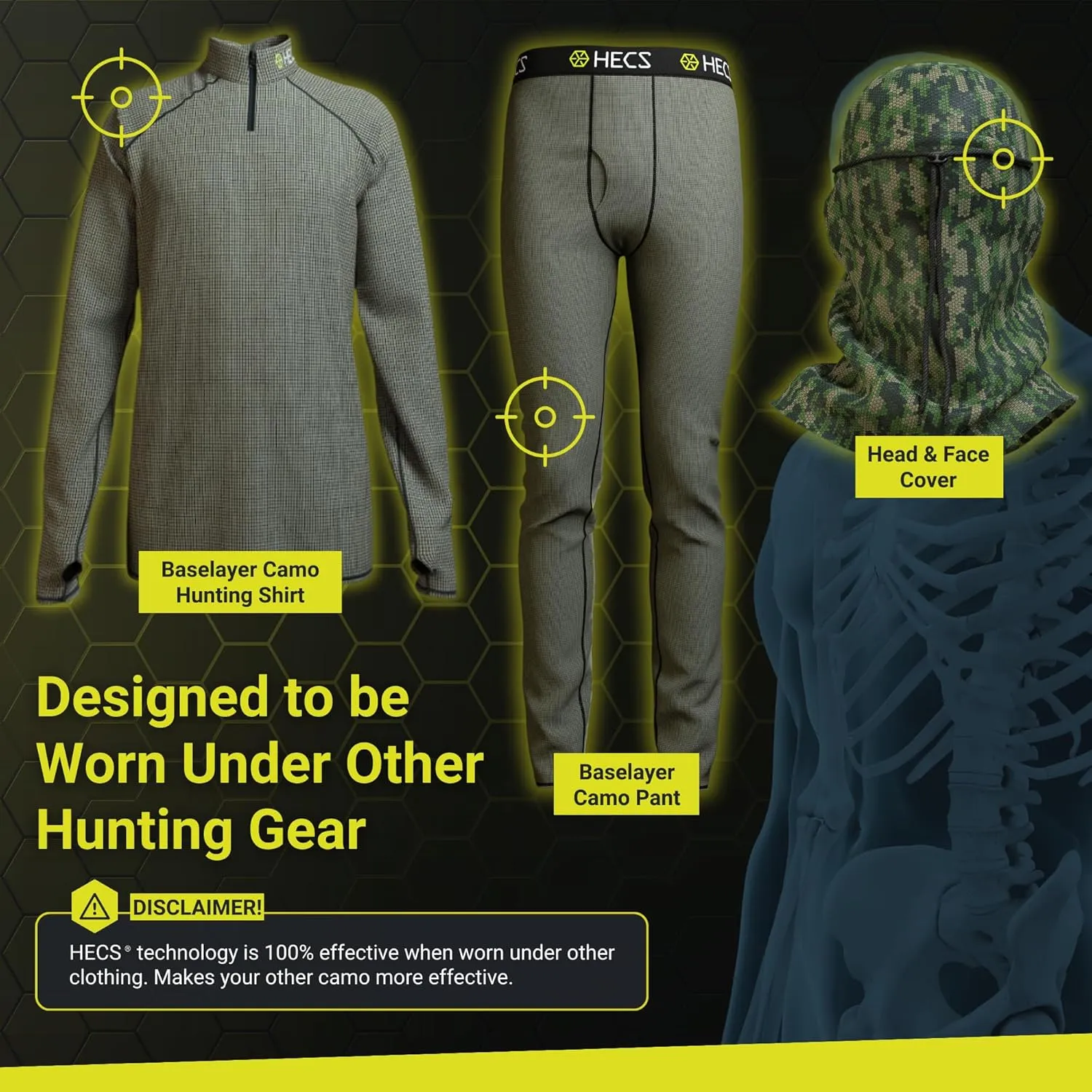 HECS Hunting-High Performance Base Layer-Underwear with Patented Technology for Deer, Big Game & Turkey Hunting