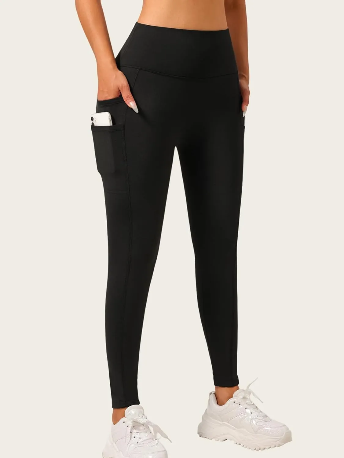 High-Waist Yoga Pants for Women, 4-Pocket Tummy Control Butt-Lifting Workout Leggings