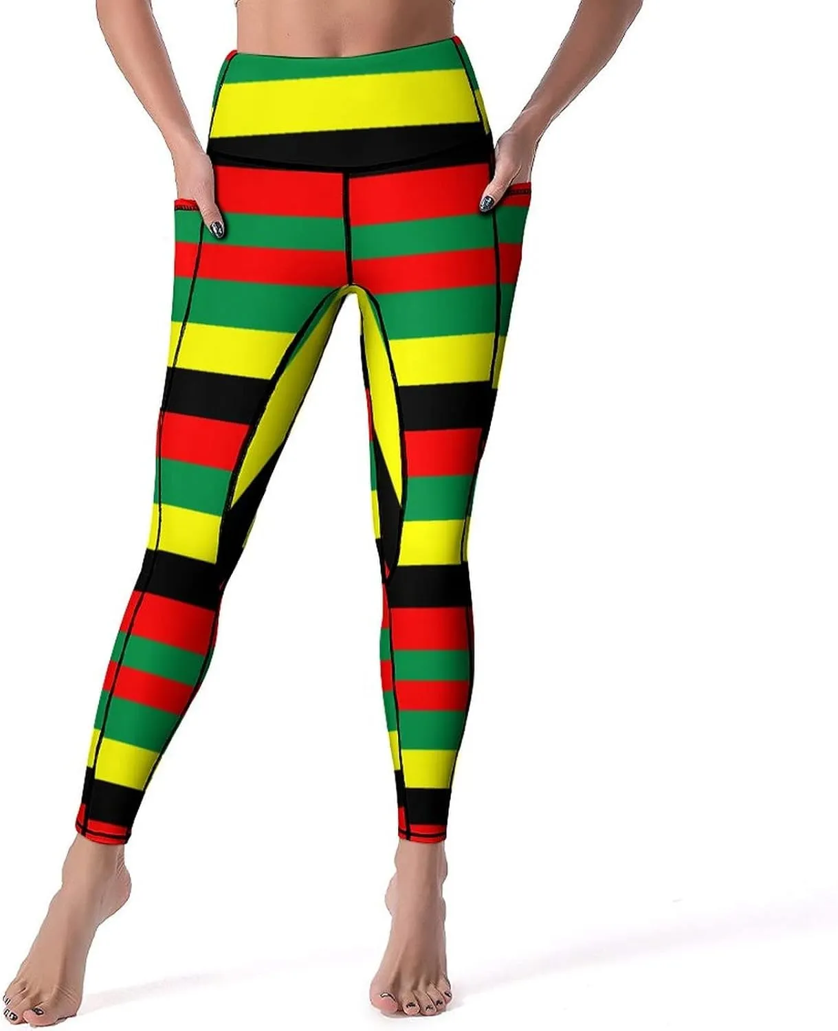 High Waist Yoga Pants for Women with Pockets, Tummy Control Running Sports Workout Yoga Leggings