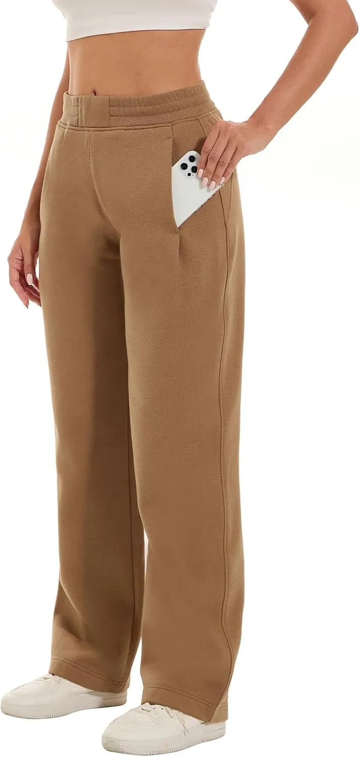 HOdo 32"/34" Inseam Womens Tall Sweatpants Fleece Joggers for Women Wide Leg Pants with Pockets for Workout