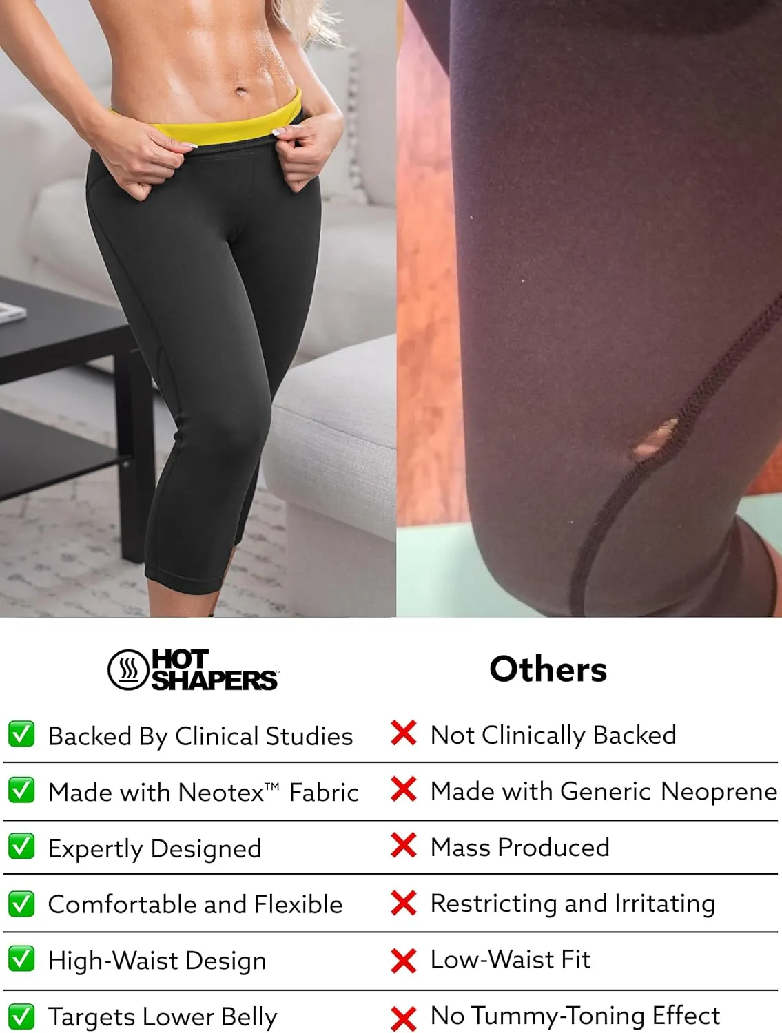 HOT SHAPERS Womens Booty-Lifting Pants  High-Rise Tummy Control & Leg-Defining Pants for Lower Body Contouring