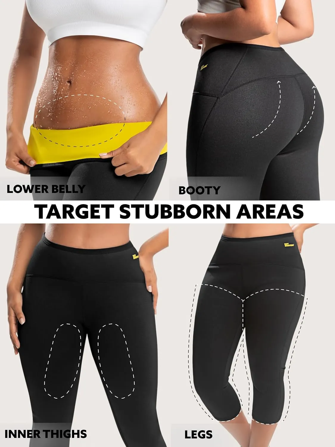 HOT SHAPERS Womens Booty-Lifting Pants  High-Rise Tummy Control & Leg-Defining Pants for Lower Body Contouring