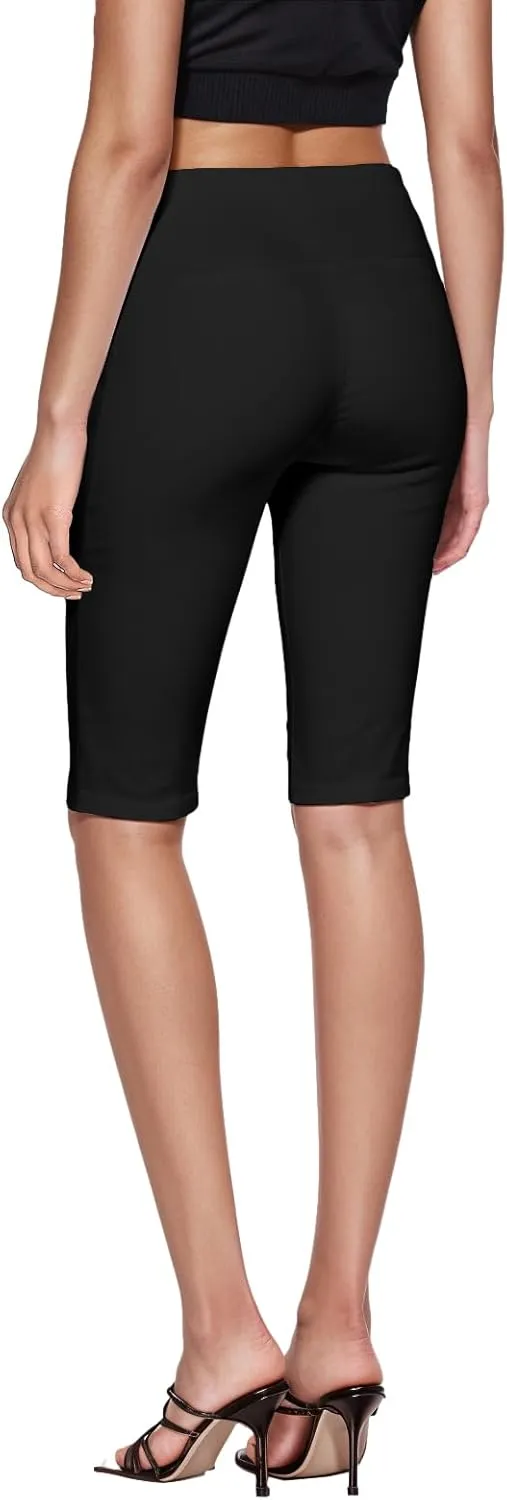 Hybrid & Company Womens Super Stretch Causal Pull On Millennium Twill Bermuda Shorts