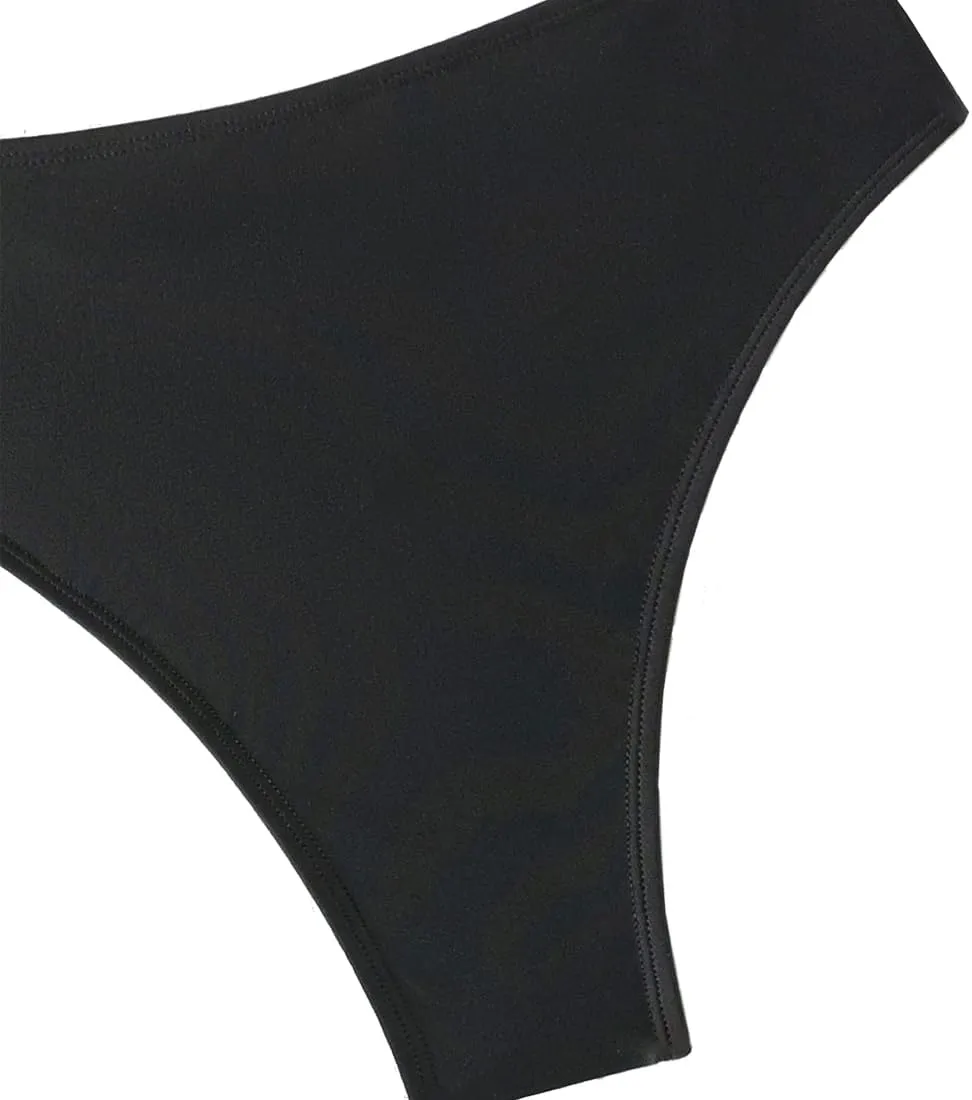 HYTENSUN Women's Cheeky V Cut Back High Waisted Bikini Bottom Cross Criss Swimsuit Bottoms