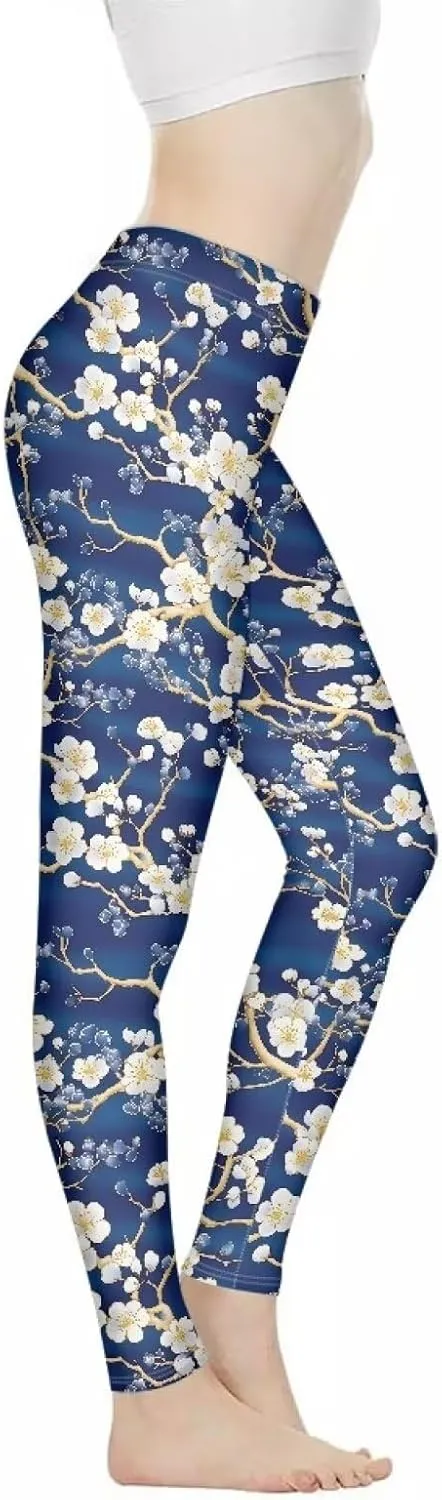 Irisjudy Christmas Elk Leggings for Women Thanksgiving Pumpkin High Waist Tummy Control Legging Purple Bat Running Yoga Pants