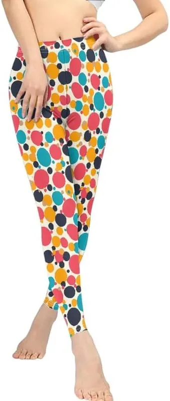 Irisjudy Women Full Length Leggings, Ethnic Geometric High Waist Stretchy Workout Tights, Ladybug Comfy Yoga Pants Plus Size