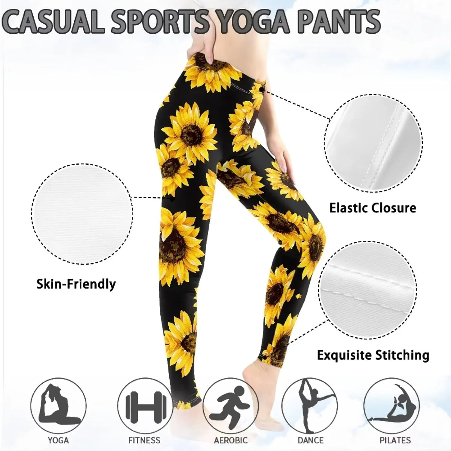 Irisjudy Women's High Waist Stretchy Yoga Pants, Boho Skinny Leggings Workout Trouser, Ethnic Tummy Control Tights XS-3XL