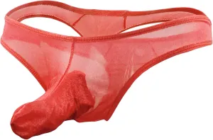 JEsilunmaMY Men's Long Pouch Bikini Briefs Sexy Mesh Sheer G-String Underwear Lingerie See Through Transparent T-Back Panties