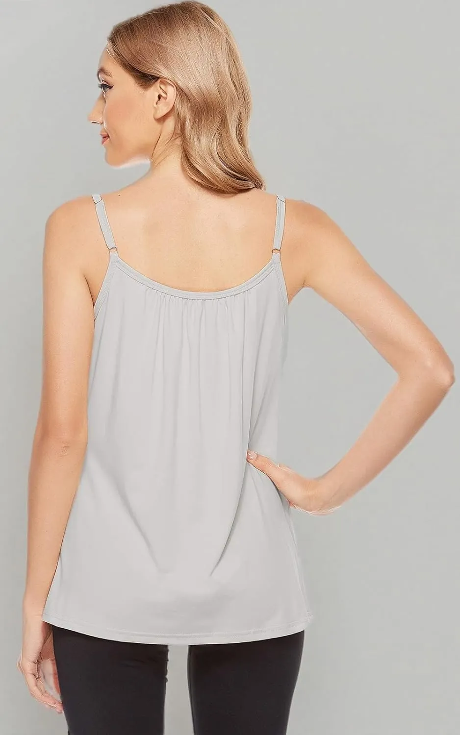 jonivey Women Casual Camisole with Removable Shelf Bra Spaghetti Straps Flowy Lounge Padded Cami Tank Top