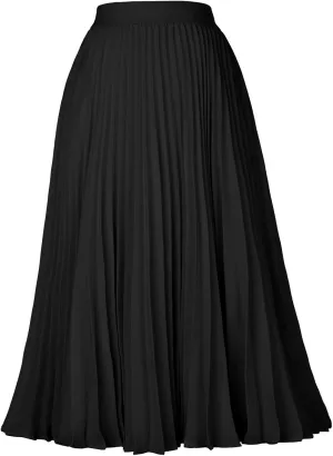 Kate Kasin Women's High Waist Pleated A-Line Swing Skirt KK659