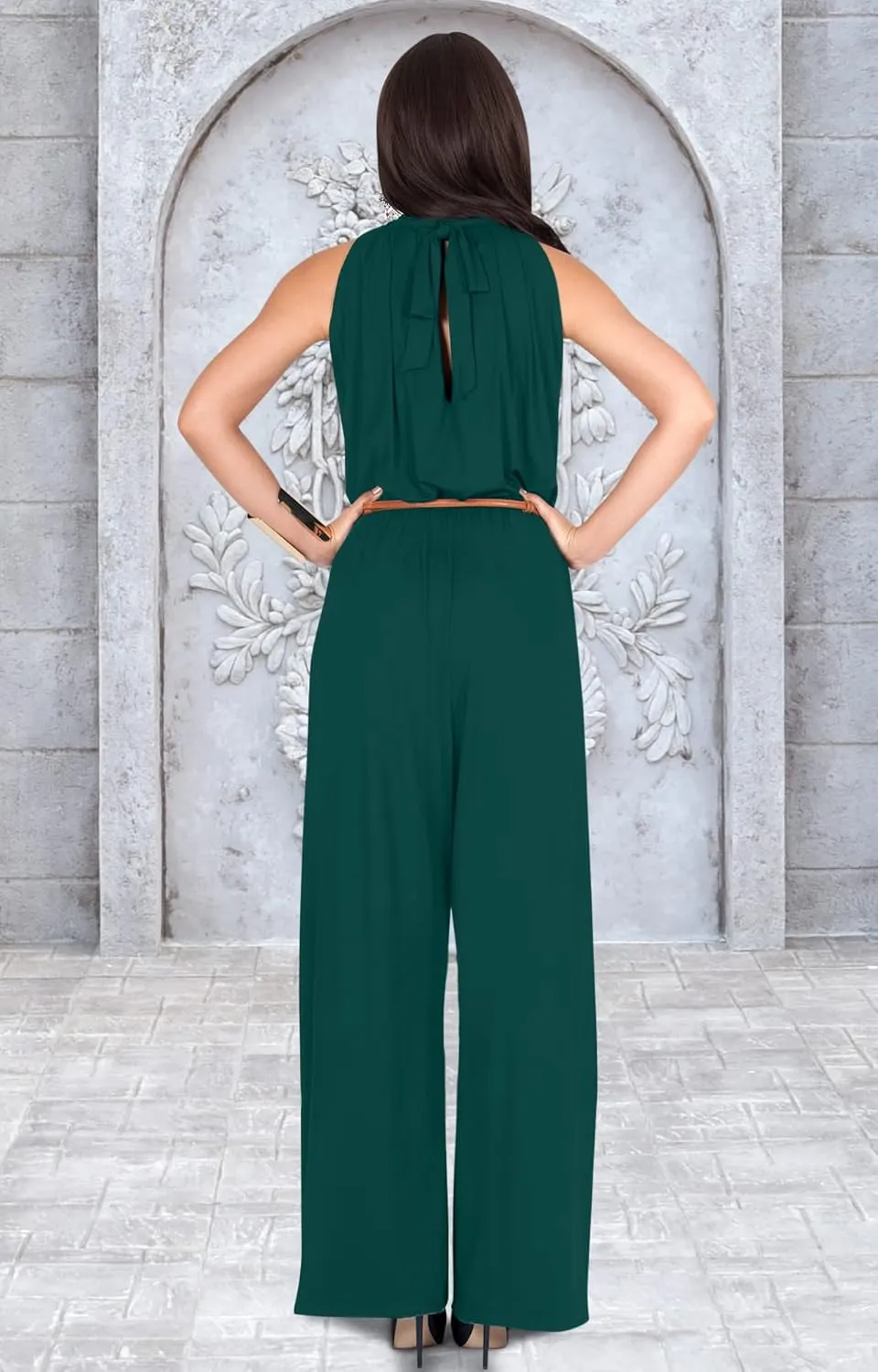 KOH KOH Womens Sexy Sleeveless Wide Leg Pants Cocktail Pantsuit Jumpsuit Romper