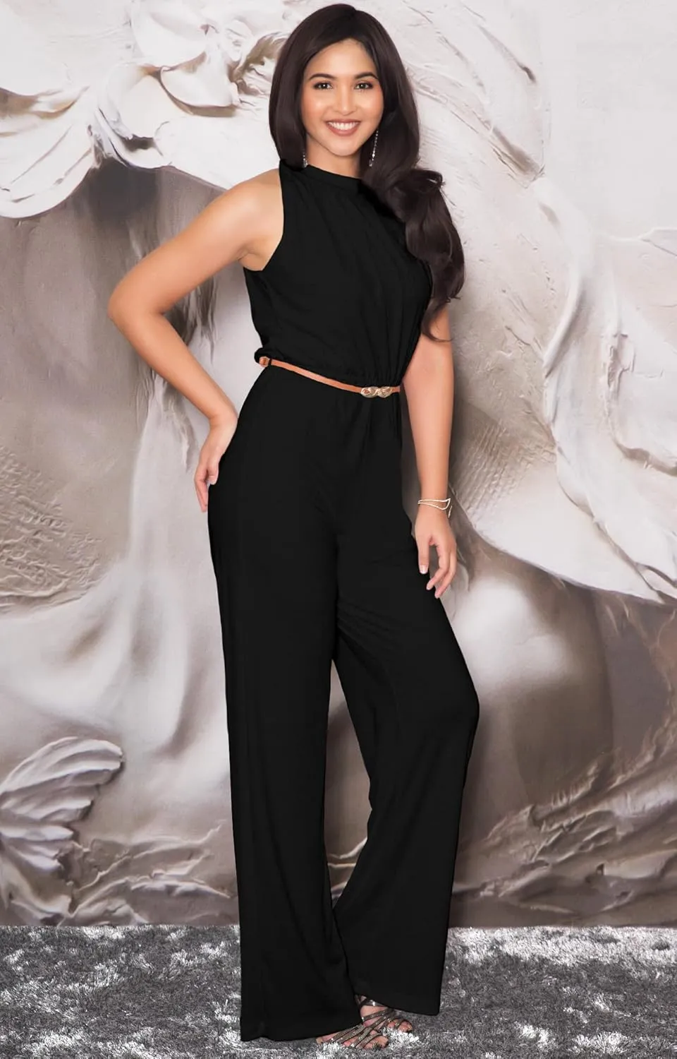 KOH KOH Womens Sexy Sleeveless Wide Leg Pants Cocktail Pantsuit Jumpsuit Romper