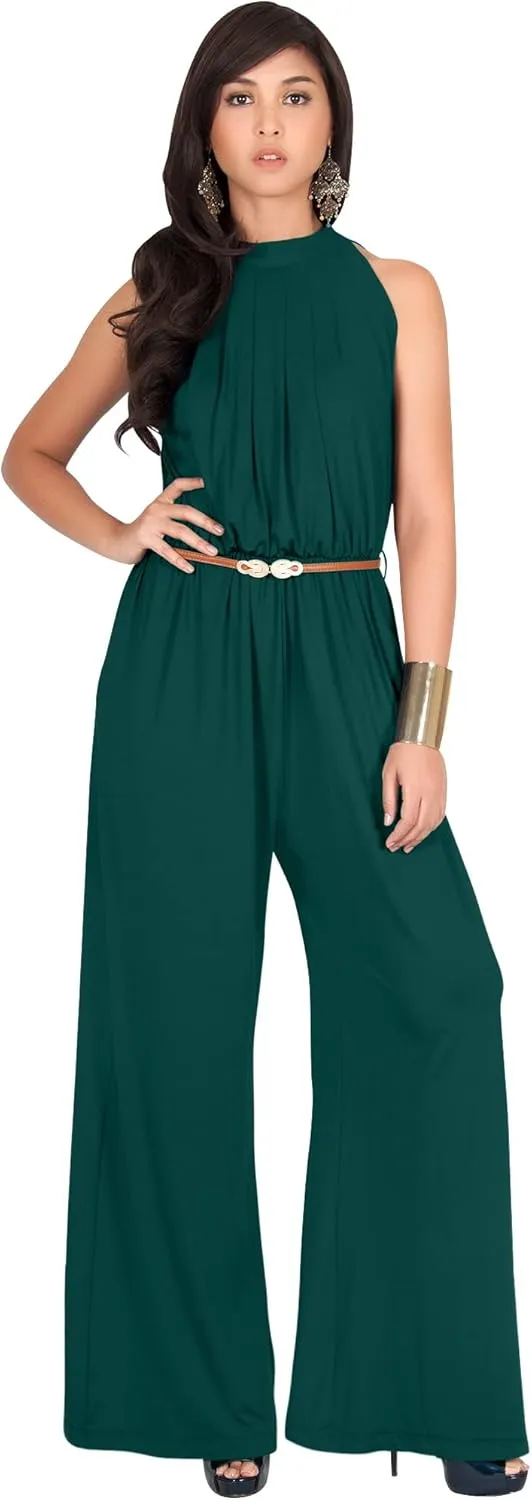 KOH KOH Womens Sexy Sleeveless Wide Leg Pants Cocktail Pantsuit Jumpsuit Romper