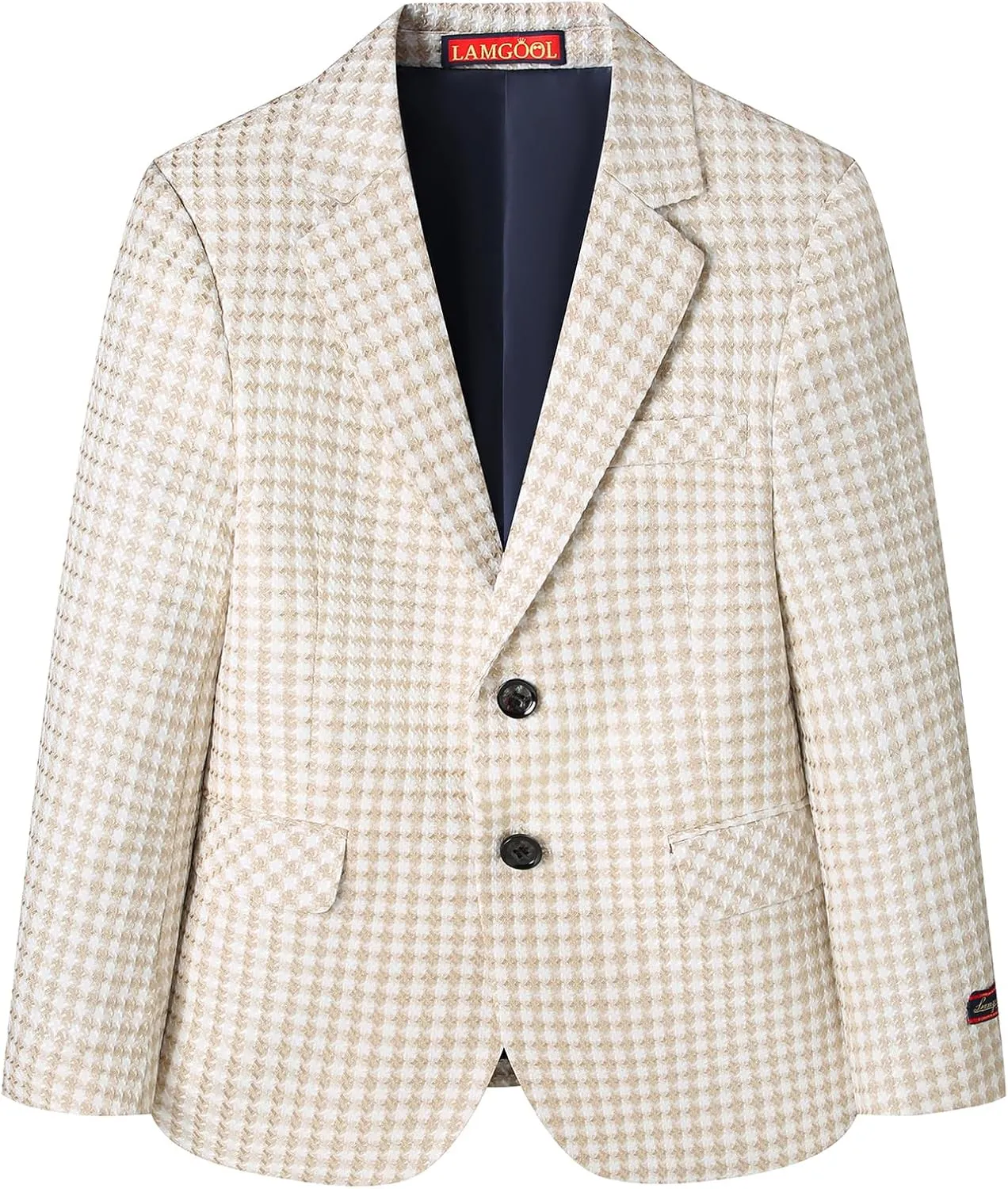Lamgool Boys Suits 3 Piece Slim Fit Houndstooth Tuxedo Blazer Jacket Pant for Kids Prom Wedding Formal Dress Suit Set 4-16Y