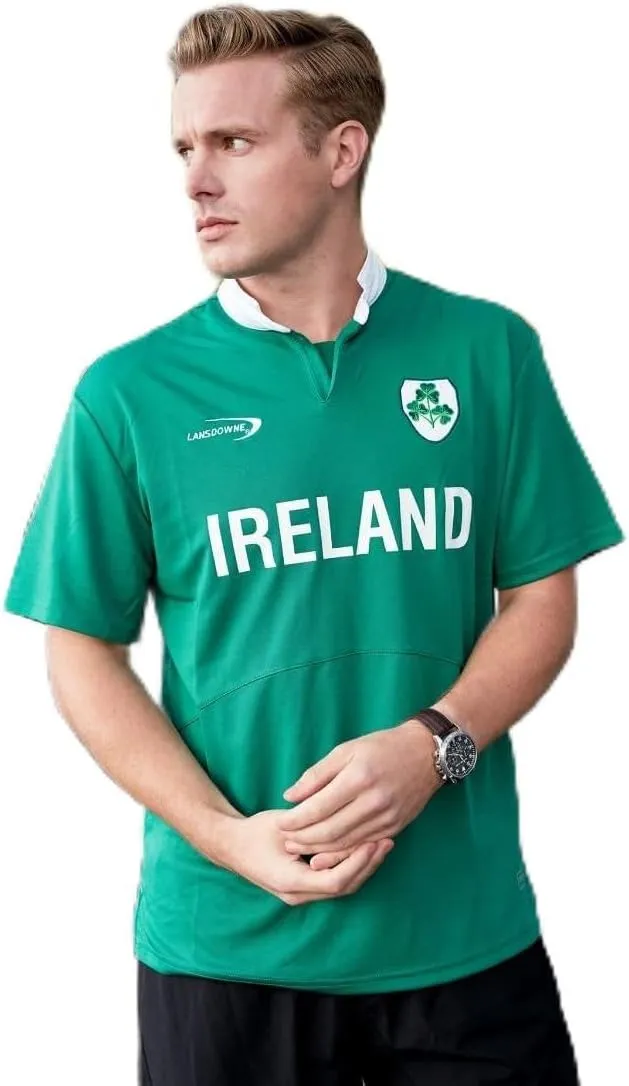 Lansdowne Green Ireland Shamrock Performance Short Sleeve Rugby Shirt