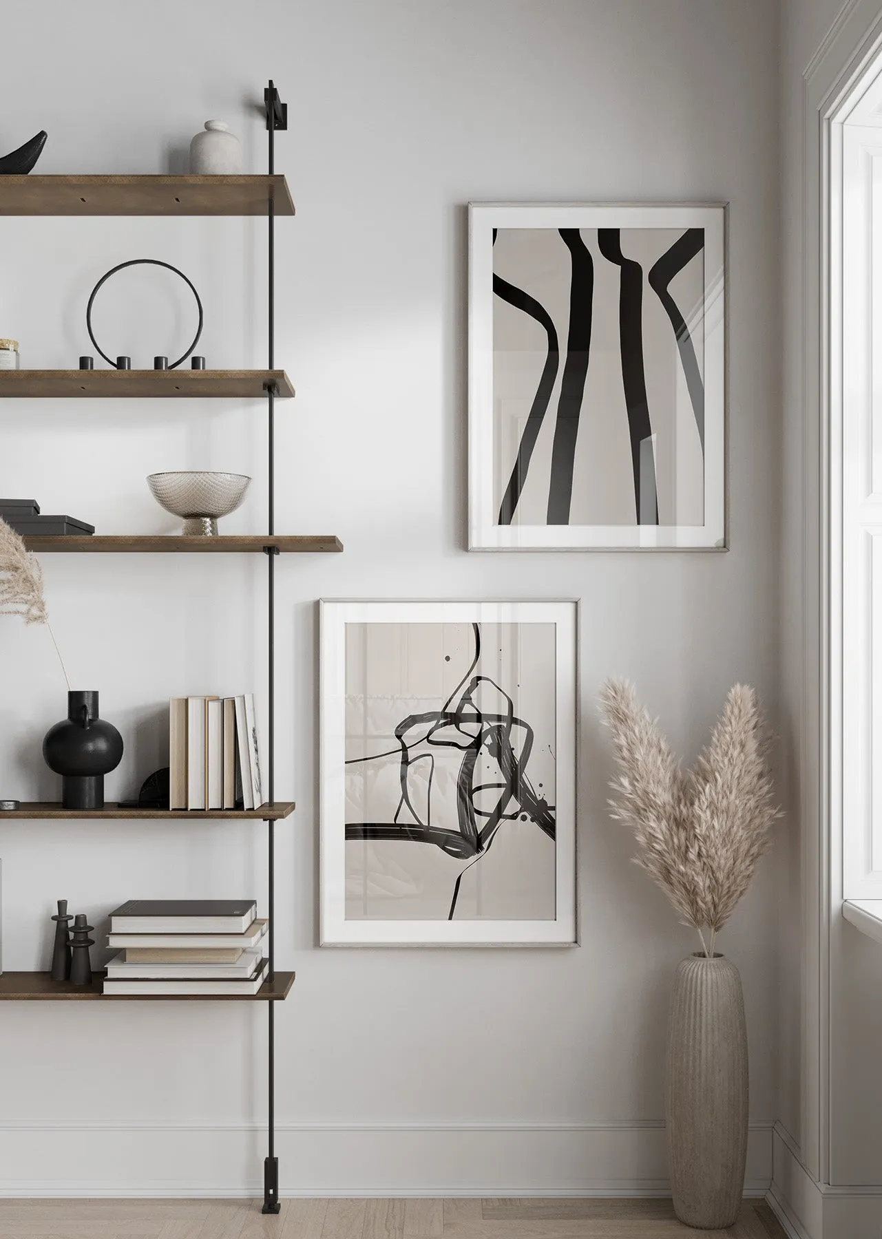 Large Black and Beige Abstract Wall Art Print (3)