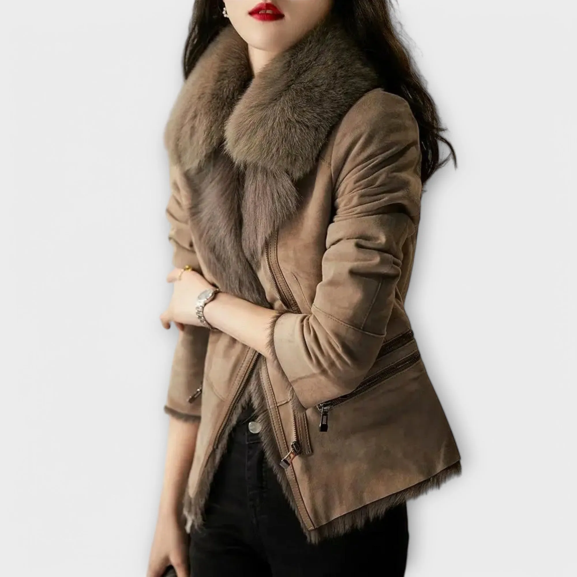 Leonora Shearling Jacket with Fur Collar