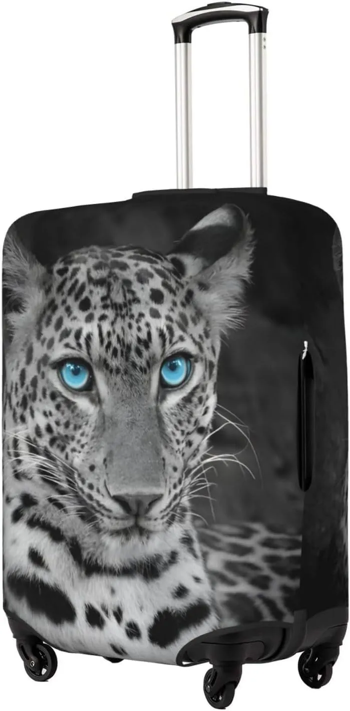 Leopard Portrait Travel Luggage Cover Fits 18-32 Inch Luggage, Elastic Suitcase Cover Protector with Concealed Zipper for Wheeled Suitcase Tsa Approved