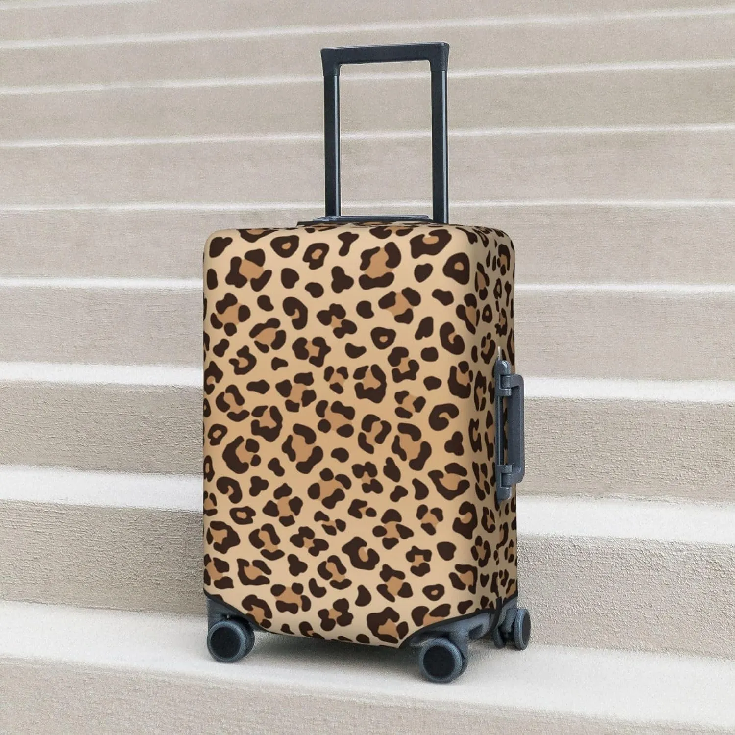 Leopard Print Luggage Suitcase Covers Elastic Washable Luggage Protector Travel Suitcase Protective Cover For Kid And Adult, M (Fit 22-24 Inch Luggage)