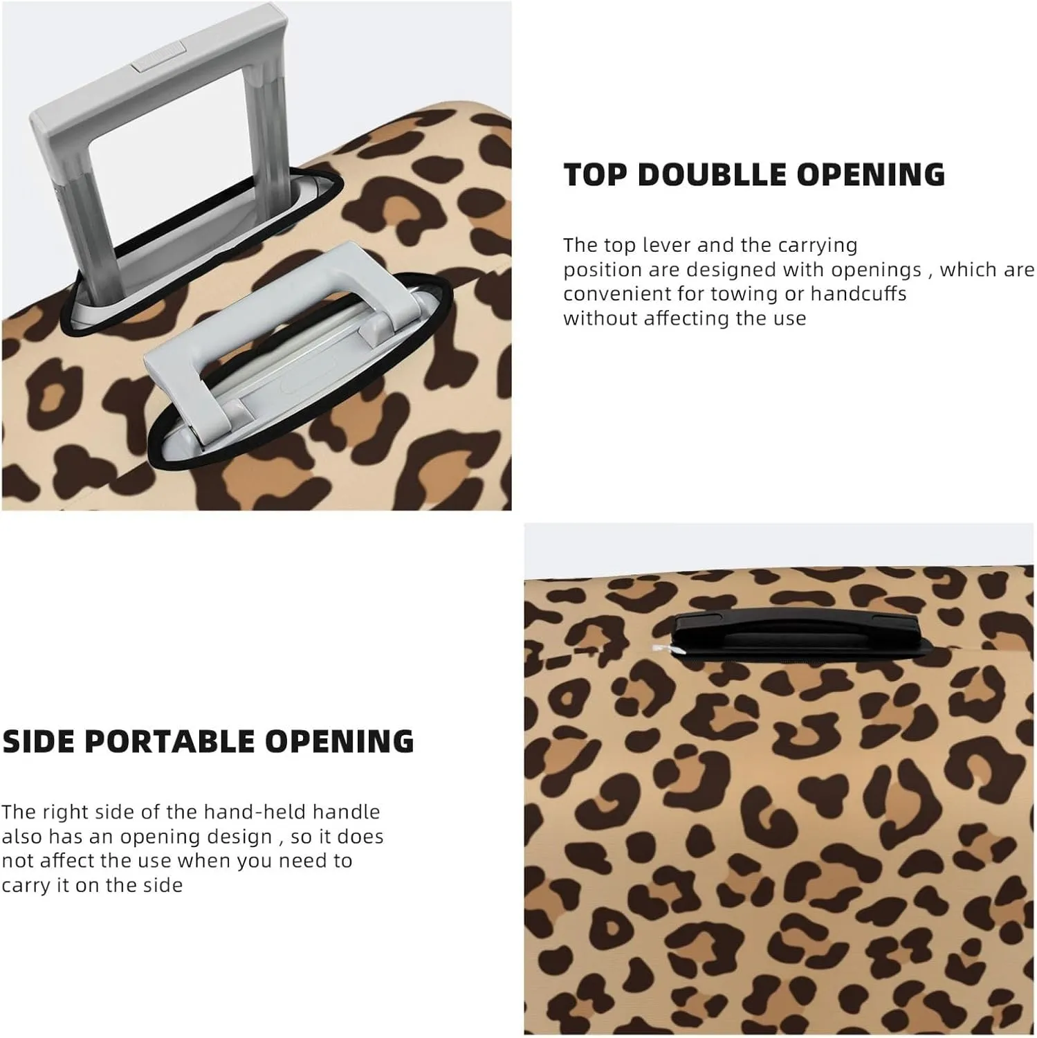 Leopard Print Luggage Suitcase Covers Elastic Washable Luggage Protector Travel Suitcase Protective Cover For Kid And Adult, M (Fit 22-24 Inch Luggage)