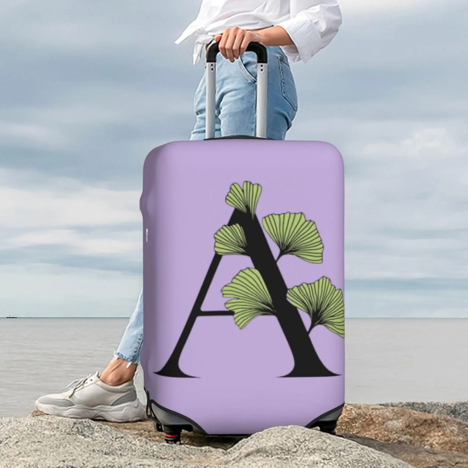 Letter A Luggage Cover Fits 18-32 Inch Suitcase, Washable Elastic Suitcase Cover Protector with Concealed Zipper for Wheeled Suitcase Travel Accessories LC727