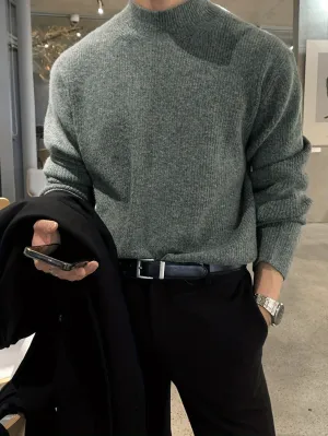 LEVORIN | Solid Knitted Turtleneck Mens Sweater